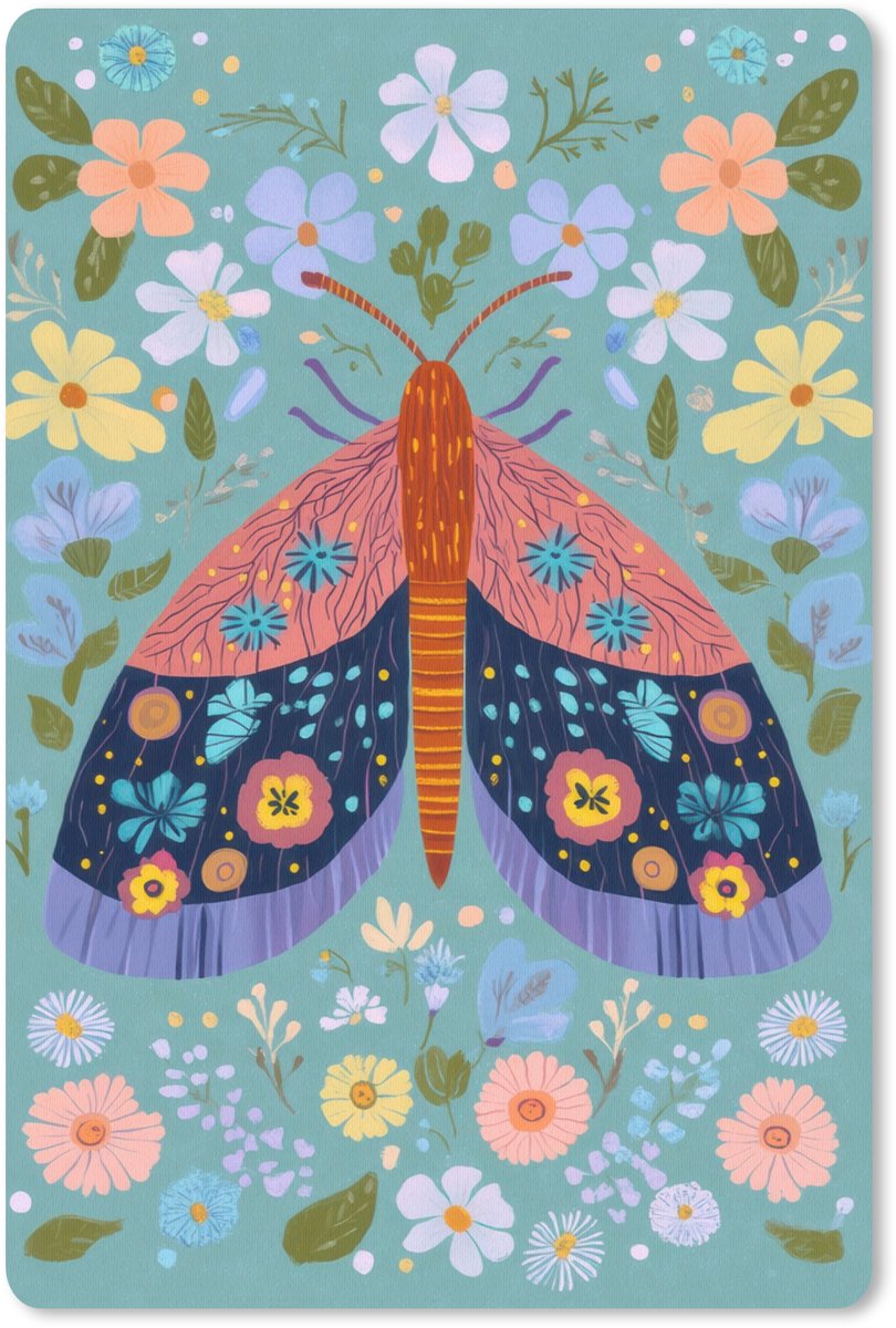 Muismat 18x27 cm - Mousepad Vlinder - Sierlijk - Bloemen - Bladeren - Muismatten