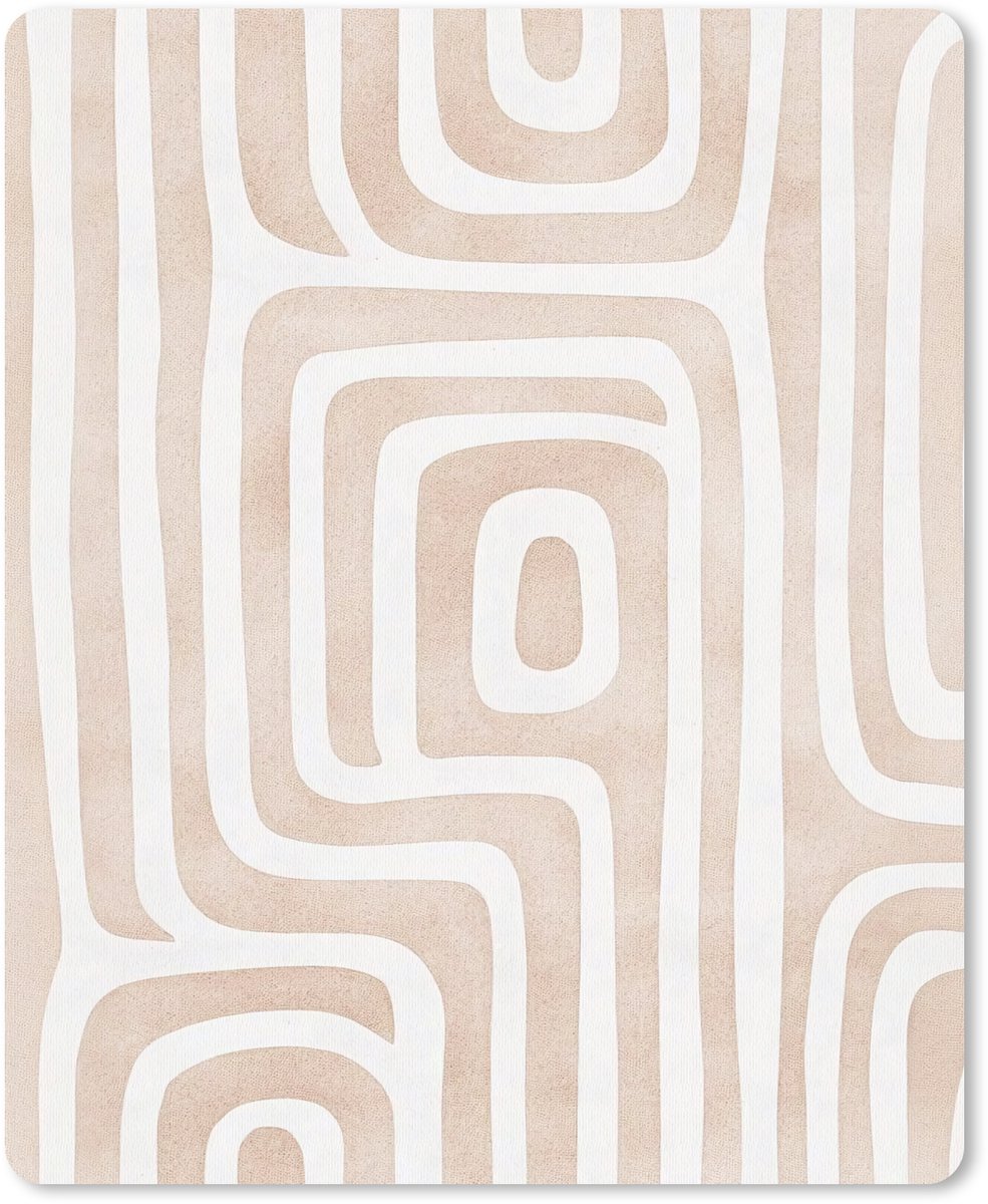 Muismat 19x23 cm - Mousepad Decoratief - Labyrint - Beige - Muismatten
