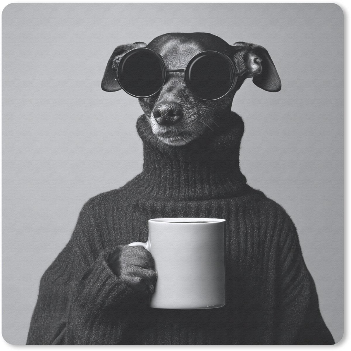 Muismat 30x30 cm - Mousepad Coltrui - Hond - Bril - Mok - Muismatten