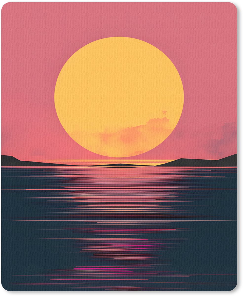 Muismat 19x23 cm - Mousepad Zon - Geel - Bergen - Water - Muismatten