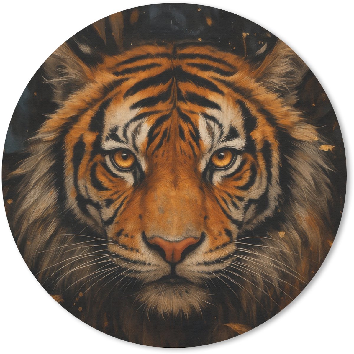 Muismat rond 40x40 cm - Mousepad Bladeren - Tijger - Oranje - Ronde muismatten