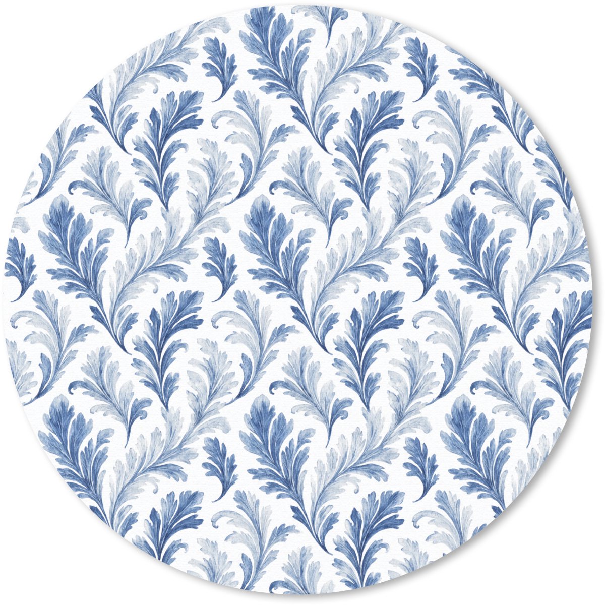 Muismat rond 20x20 cm - Mousepad Frans - Citroen - Bladeren - Blauw - Ronde muismatten