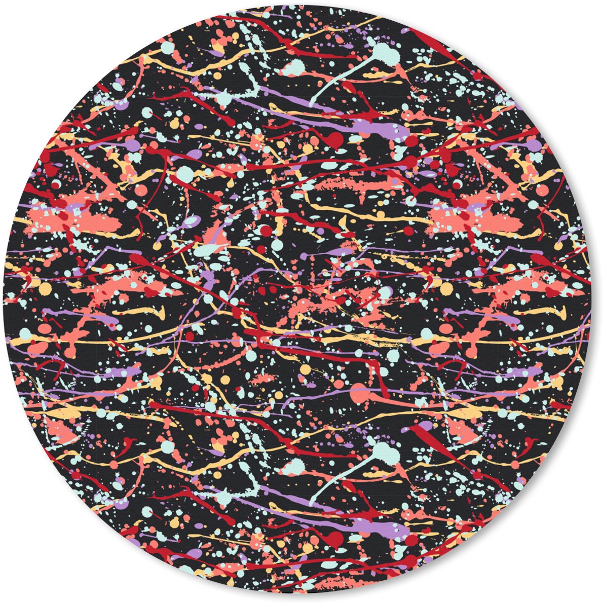 Muismat rond 40x40 cm - Mousepad Spat - Abstract - Waterverf - Zacht - Ronde muismatten