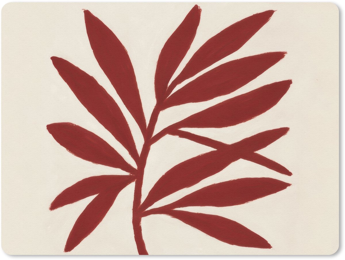 Muismat 23x19 cm - Mousepad Tak - Bladeren - Rood - Muismatten