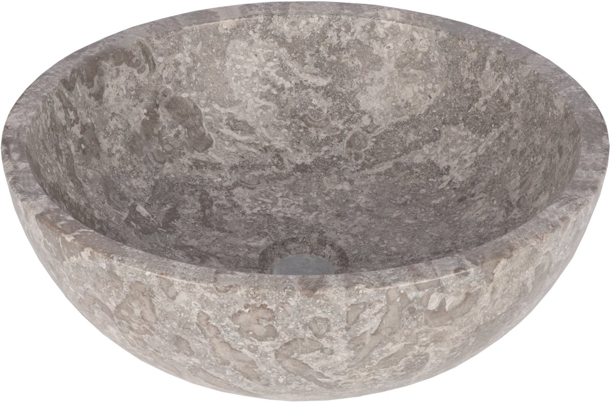Differnz boomer waskom - 21x12cm - rond - marmer - grijs