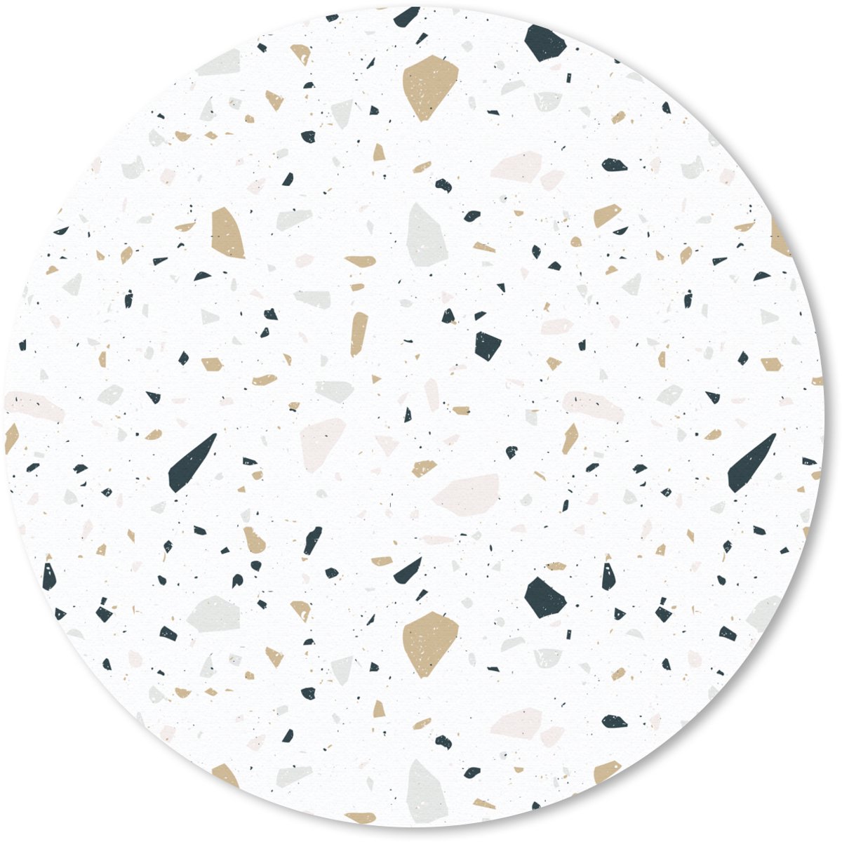 Muismat rond 50x50 cm - Mousepad Terrazzo - Patroon - Wit - Neutraal - Ronde muismatten