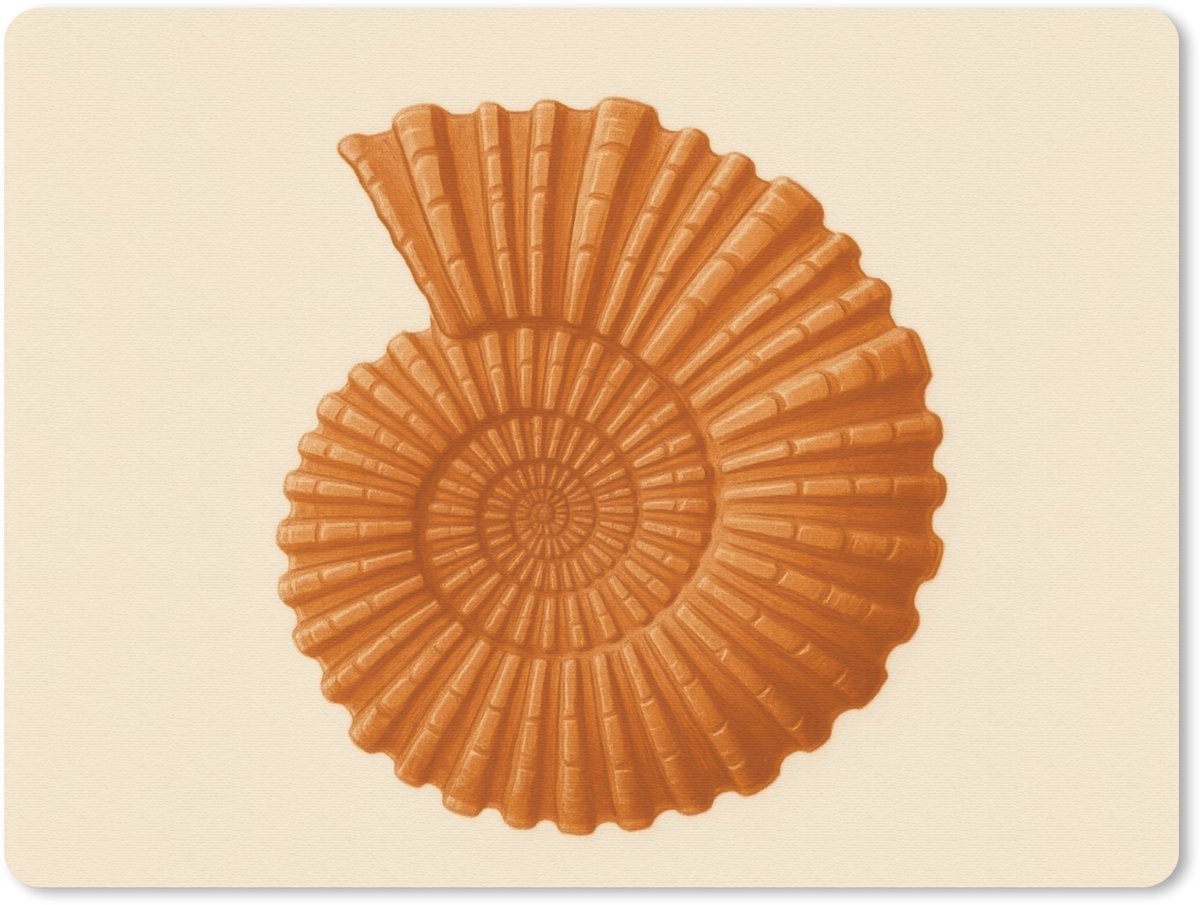 Muismat 23x19 cm - Mousepad Schelp - Oranje - Ribbels - Muismatten