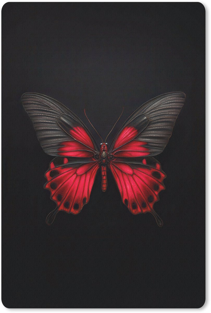 Muismat 18x27 cm - Mousepad Vlinder - Rood - Contrast - Muismatten