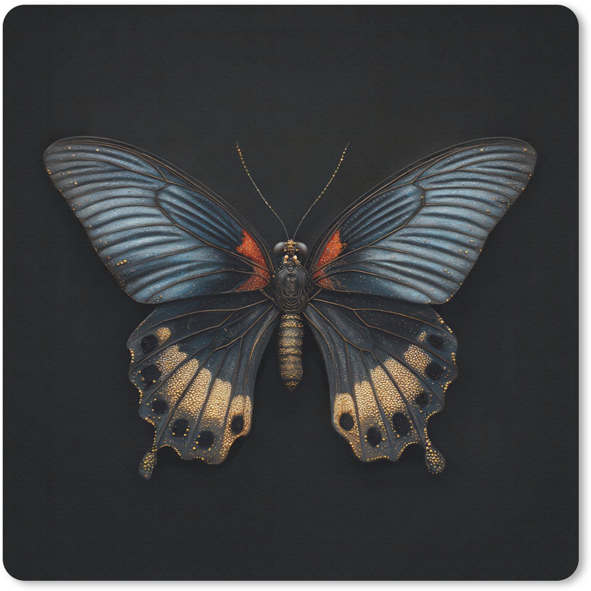 Muismat 30x30 cm - Mousepad Vlinder - Metaalachtig - Geometrisch patroon - Muismatten