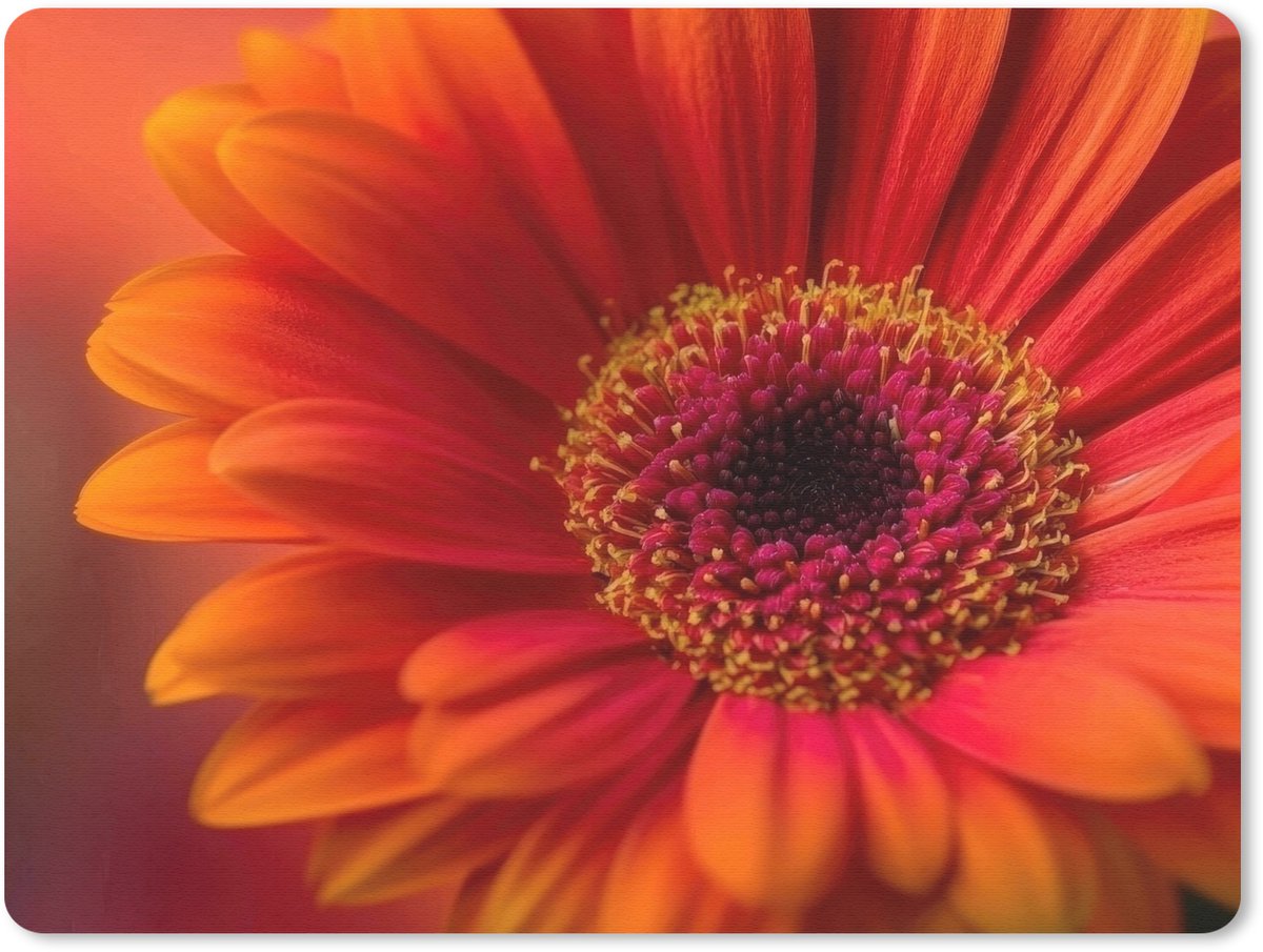 Muismat 23x19 cm - Mousepad Oranje - Gerbera - Intens - Muismatten