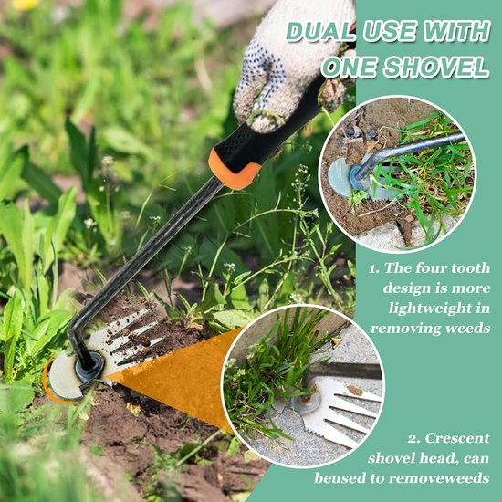 Onkruidwieder tuinieren, handmatig wiedgereedschap, roestvrij staal wieden, handmatige wieder, roestvrijstalen buitenwieder tuindecoratie
