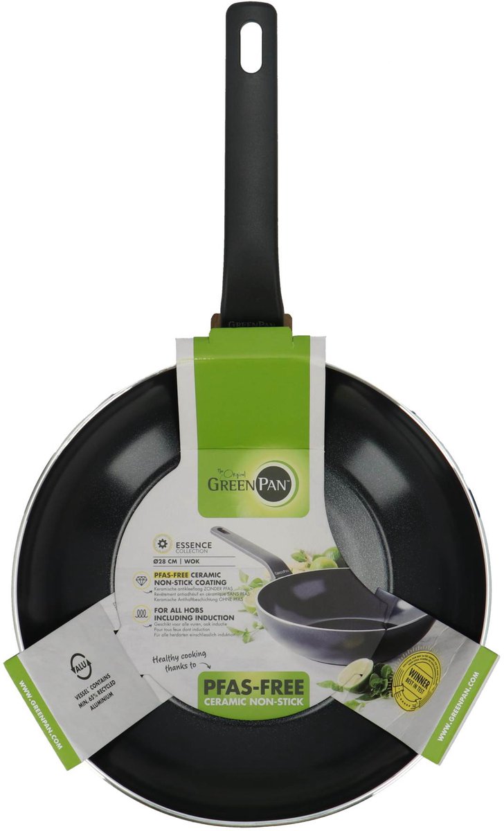 Greenpan Essence Wok met Keramische Antikleeflaag - PFAS vrij - Ø 28cm