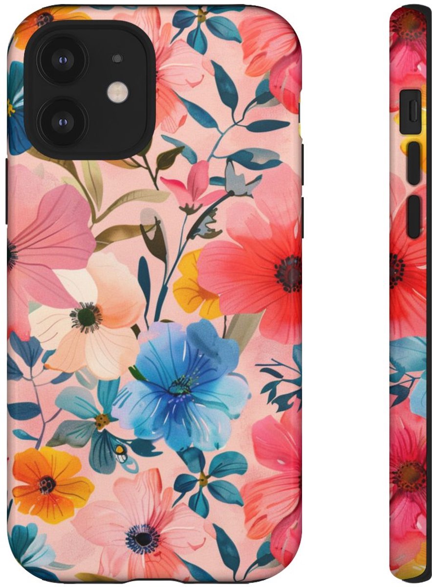 Vrolijk Voorjaarsbloemenpatroon – Telefoonhoesje Geschikt voor iPhone 12