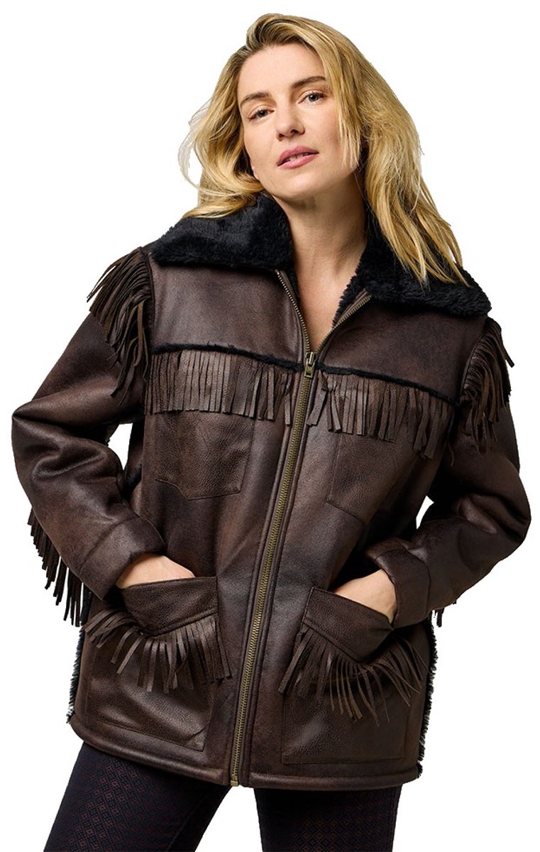 Wrangler Fringe Relaxed Fit Jas S Vrouw Bruin