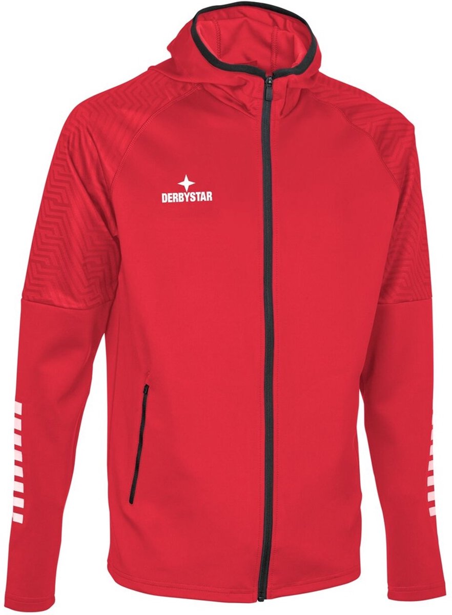 Derbystar trainingsjack met capuchon Primo V24 612042 rood/wit - XXL