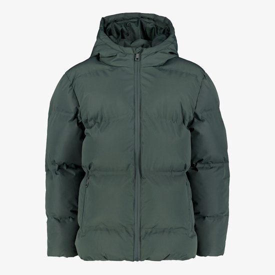 Veste d'hiver matelassée pour garçon, non signée, verte - Taille 170 - Avec capuche - Fermeture éclair