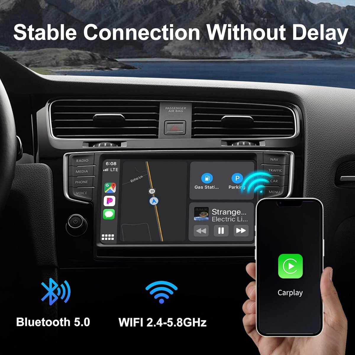 Draadloze CarPlay Android Auto adapter USB Plug & Play Bluetooth 5.0 WiFi voor iPhone en Android auto’s vanaf 2017 - Afbeelding 4