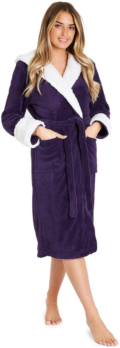 Badjas - Van Zachte Fleece - Voor Dames - Violet Maat S