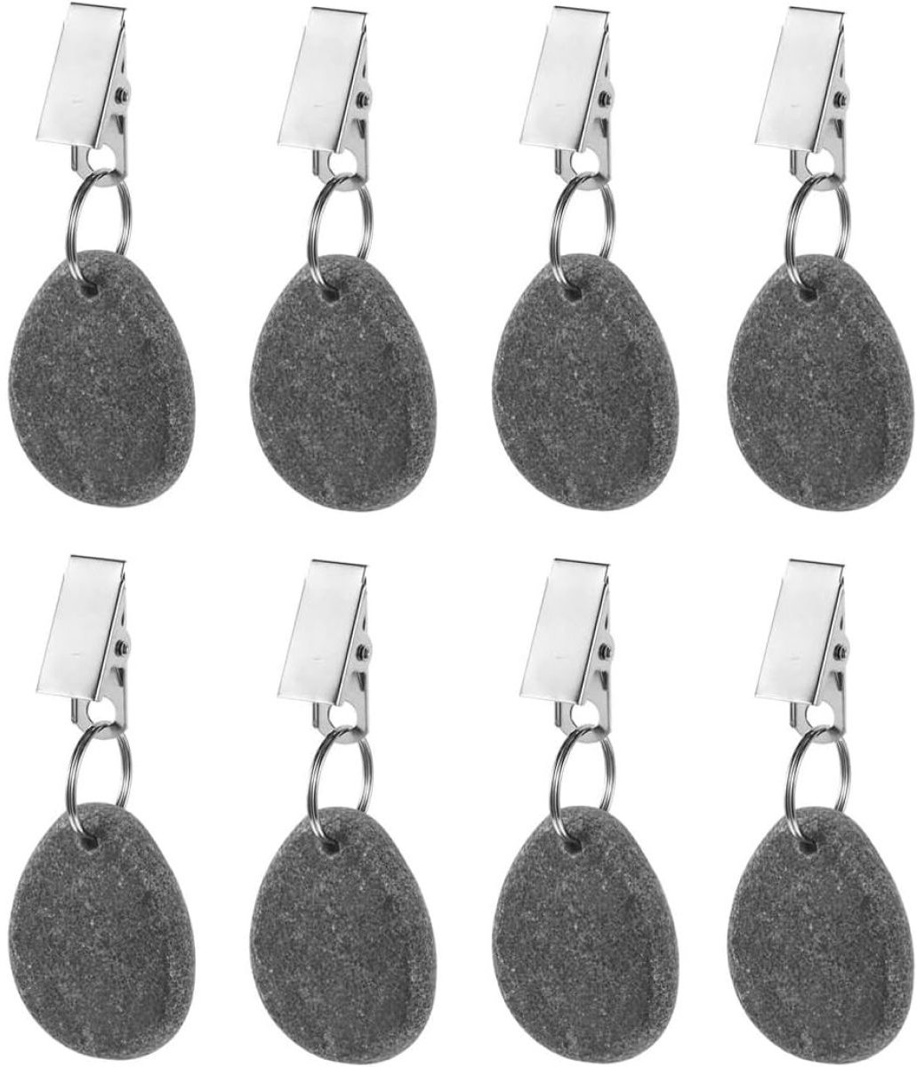 8x Tafelkleedgewichten van Marmer – Druppelvorm met RVS Clip – Stevig & Decoratief – Windvaste Tafelklemmen voor Binnen & Buiten