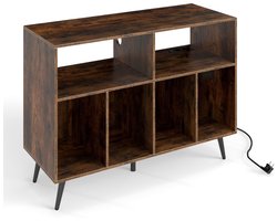 Platenspelermeubel - LP-kast - Platenspelerkast - Draaitafelstandaard - Platenspelerstandaard - Vintage Displayplank - Rustiek bruin