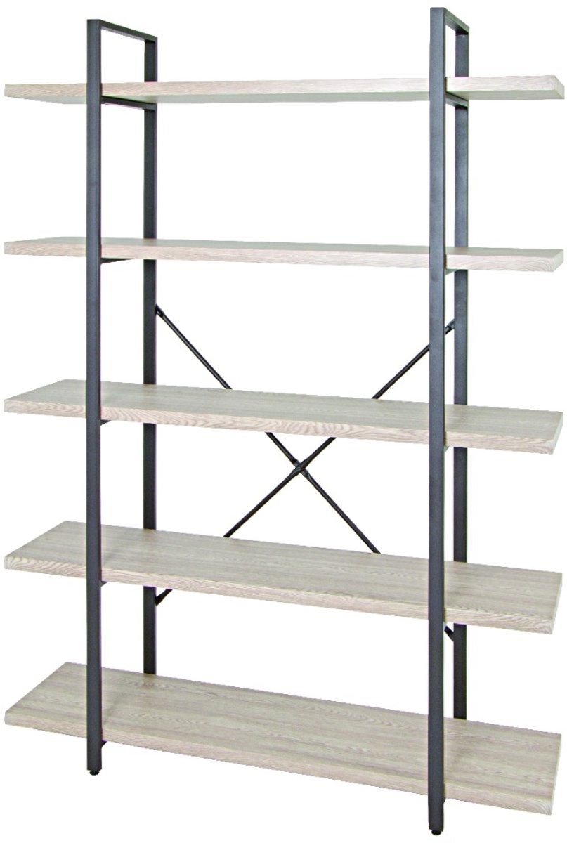 Kast – Bruin stalen frame – 5 licht eiken legplanken – 120x40x178 cm – Modern open boekenkastdesign