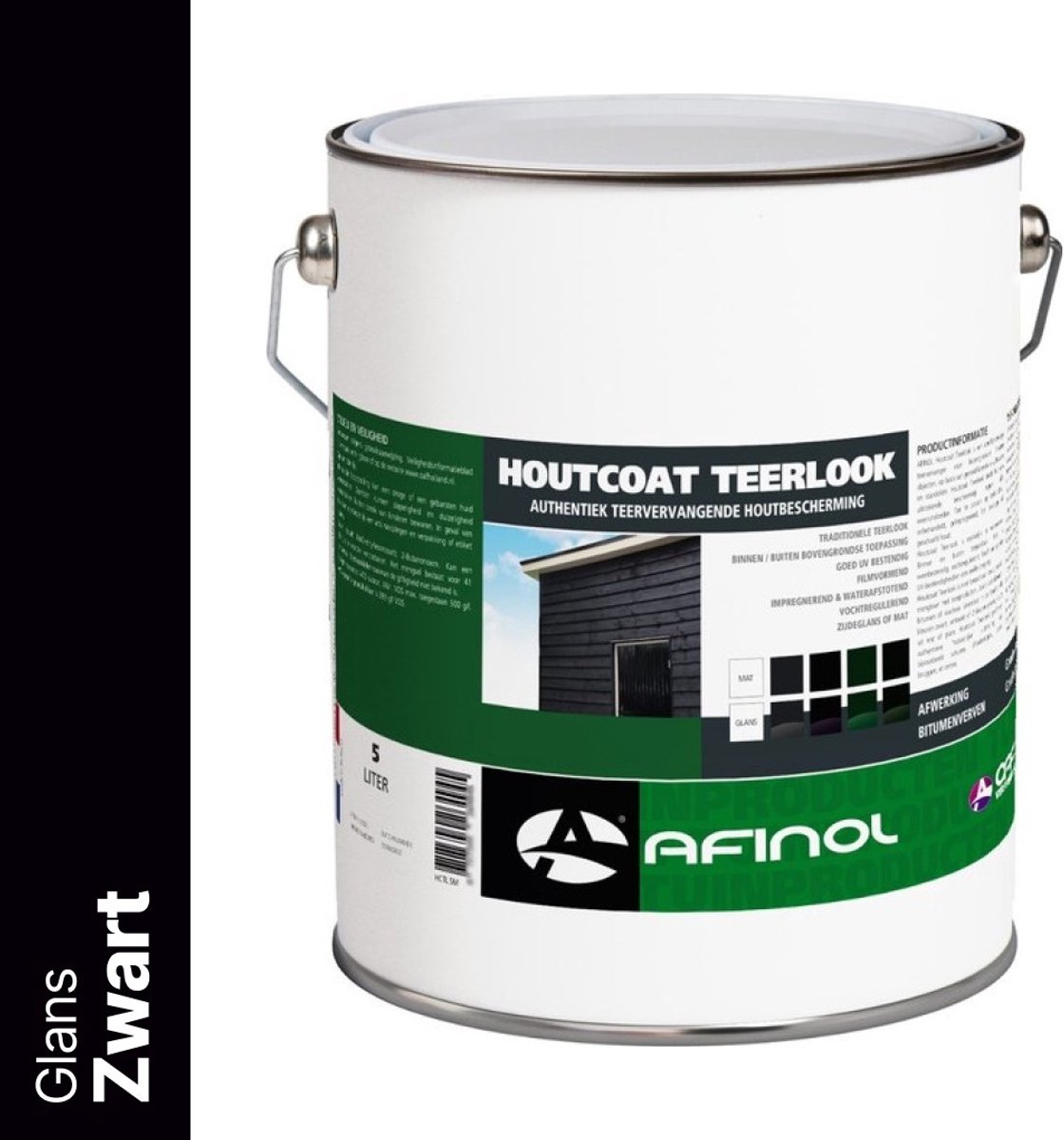 Afinol houtcoat teerlook glanzend zwart - 5 liter