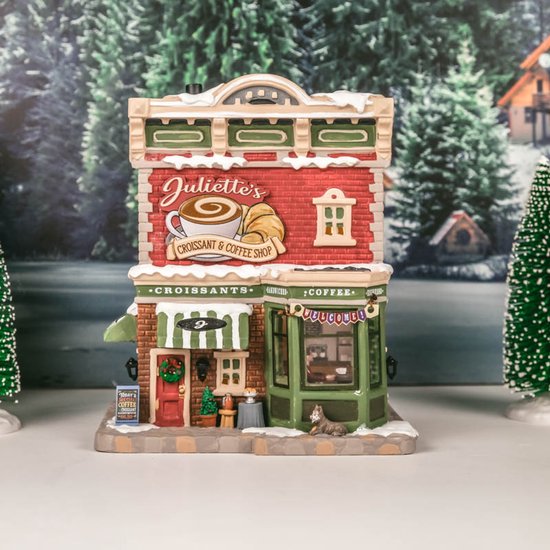 Lemax - 'Juliette's Croissant & Coffee Shop' - Verlicht gebouw