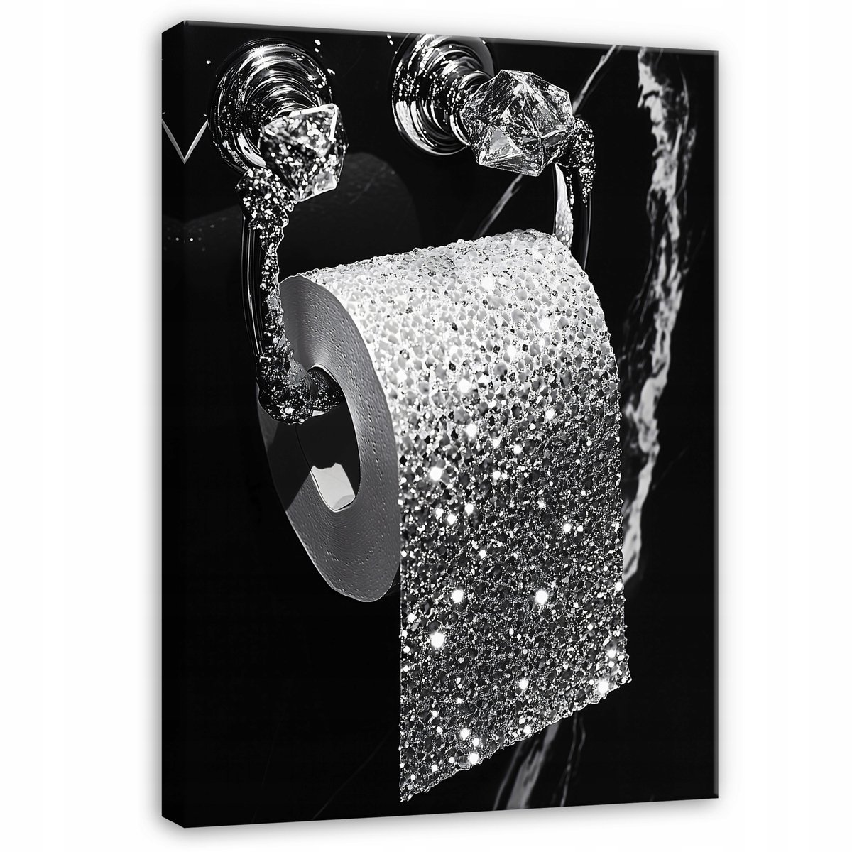 WALLARENA Canvas schilderij - 60x40 cm - moderne zilveren en zwarte badkamer toilet decoratie multikleurig