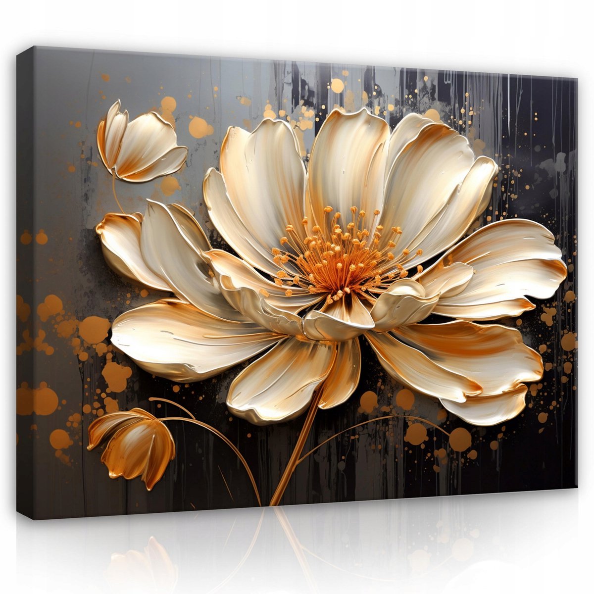 WALLARENA Canvas schilderij - 120x80 cm - Abstractie 3D Lilia Bloem voor de Wand in de Slaapkamer of Woonkamer multikleurig