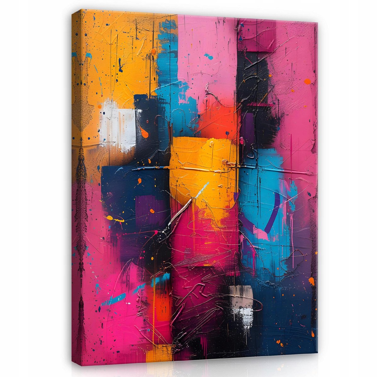 WALLARENA Canvas schilderij - 40x30 cm - kleurrijke moderne abstracte afbeelding voor slaapkamer en woonkamer multikleurig