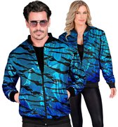 Widmann - Bomberjack Pailletten Jas Avatar Blue Waves - Blauw - Large / XL - Carnavalskleding - Verkleedkleding