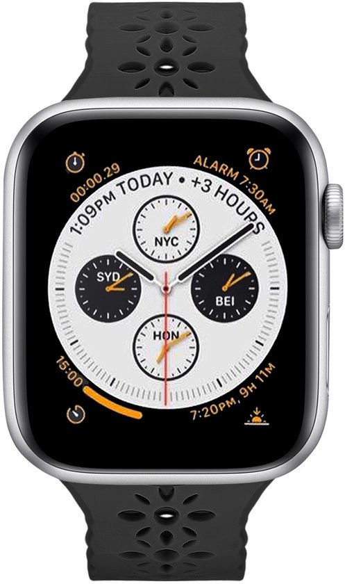 Bandje geschikt voor Geschikt voor Apple Watch bandje siliconen bandje met patroon (zwart) - Voor modellen: 38/40/41mm Incl. Oplader geschikt voor Geschikt voor Apple Watch 1/2/3/4/5/6/7/8/9/Ultra - Oplaadkabel - Kabel