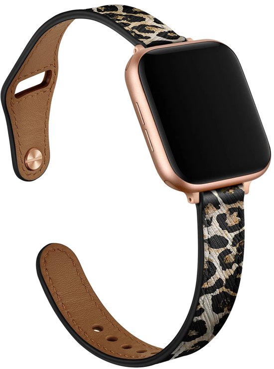 Bracelet adapté au bracelet Apple Watch, bracelet en cuir (léopard) - Pour les modèles : 38 - 40 - 41 mm Incl. Chargeur adapté pour Apple Watch 1/2/3/4/5/6/7/8/9/ Ultra - Câble de charge - Câble