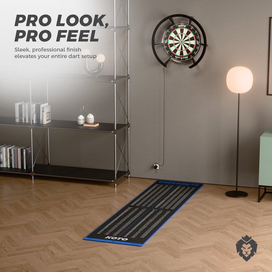 KOTO Carpet Checkout Blauw, 237x60 cm Dartmat, Incl. Score-indicatie en Oche, Professionele Dart mat, Bescherming Vloer & Dartbord van KOTO — afbeelding 5