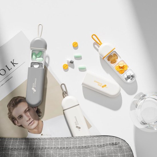 Pilulier Vendoria - Organisateur de médicaments - Boîte de rangement à 3 compartiments - Sans BPA et sûr - Résistant à Water et à l'humidité - Grijs