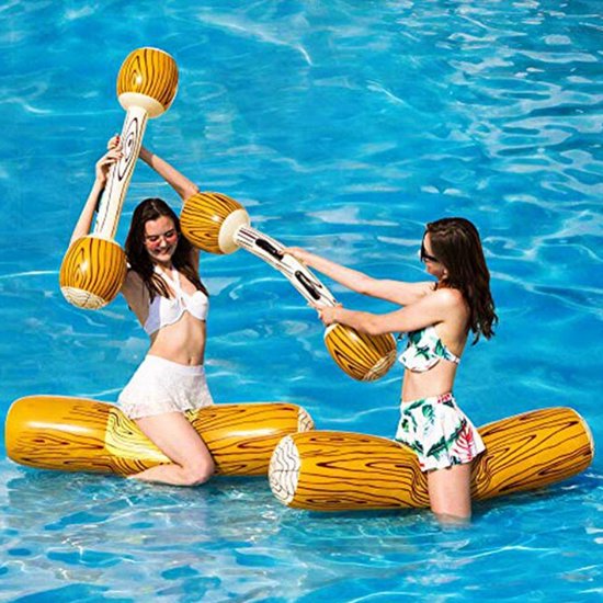 Jeu de piscine Opblaasbaar en forme de tronc d'arbre, 4 pièces - Jeu de piscine - Jouets de plage et de mer - Plaisirs aquatiques - Vacances - Jusqu'à 80 kg - 4 pièces