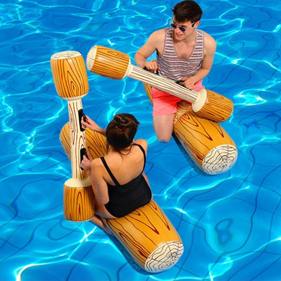 Jeu de piscine Opblaasbaar en forme de tronc d'arbre, 4 pièces - Jeu de piscine - Jouets de plage et de mer - Plaisirs aquatiques - Vacances - Jusqu'à 80 kg - 4 pièces