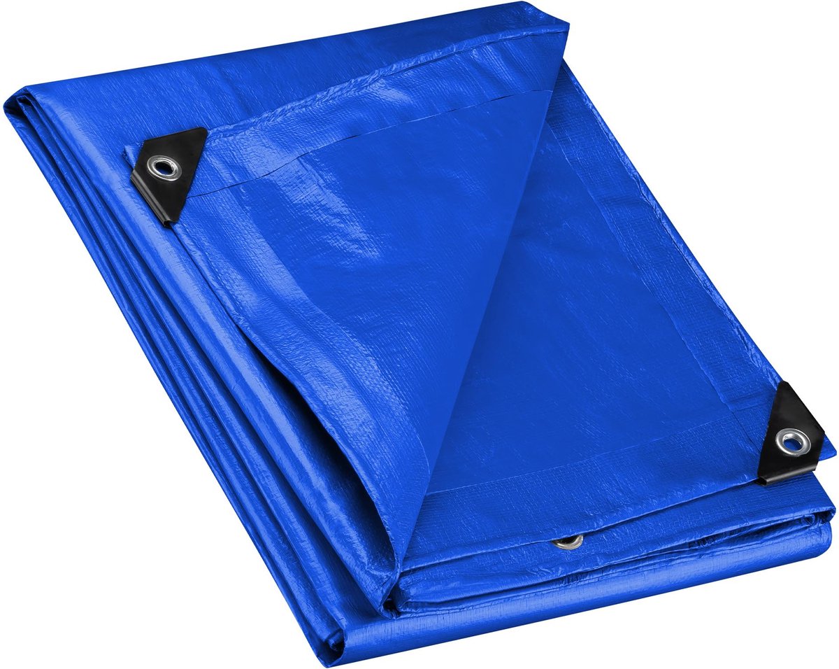 Ibenzoa® Veelzijdig en weerbestendig blauw afdekzeil 3 x 2 m met aluminium oogjes en UV-bescherming