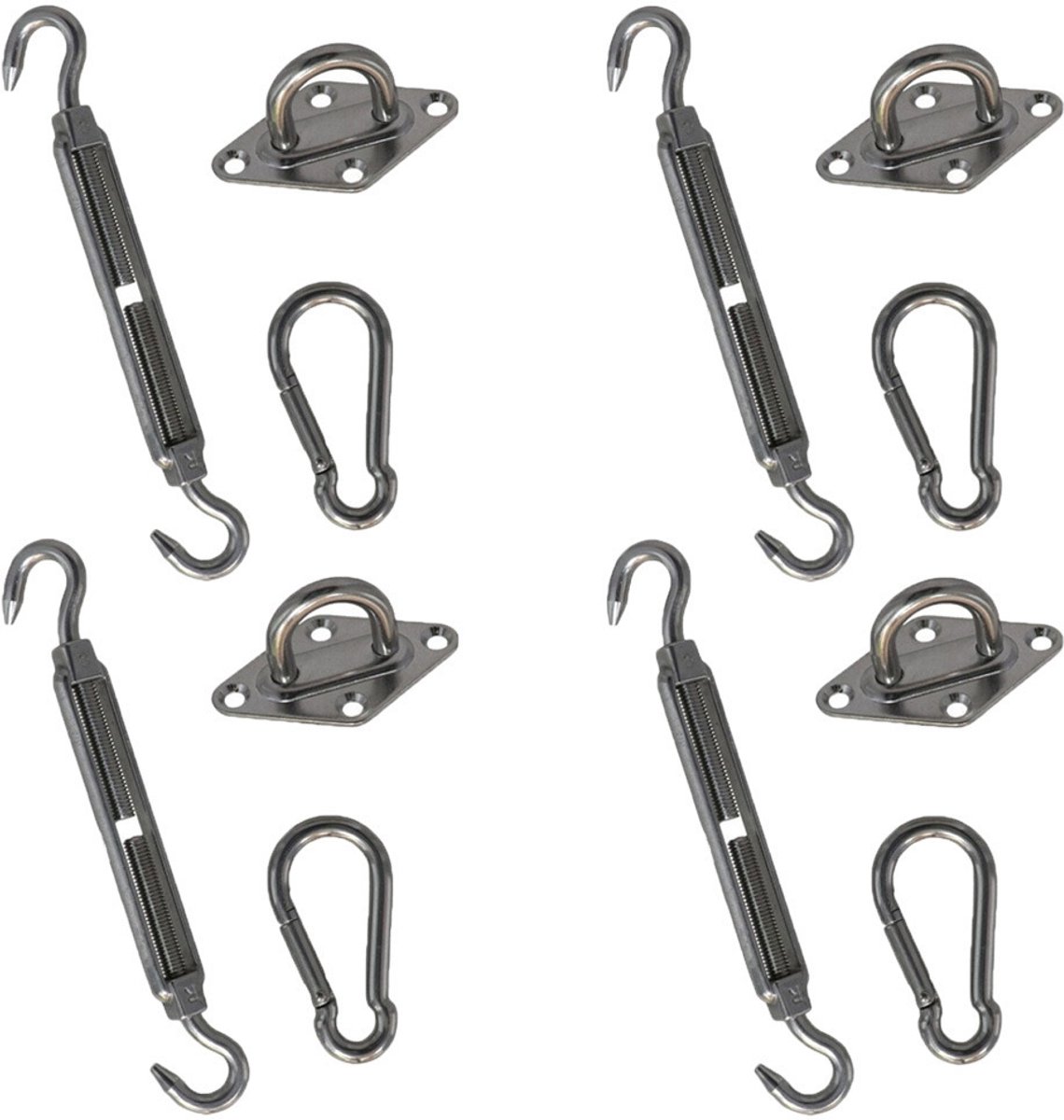 Gerimport Schaduwdoek ophangaccessoires set - 12-delig - luifel/hangmat bevestiging - Schaduwdoek accessoires