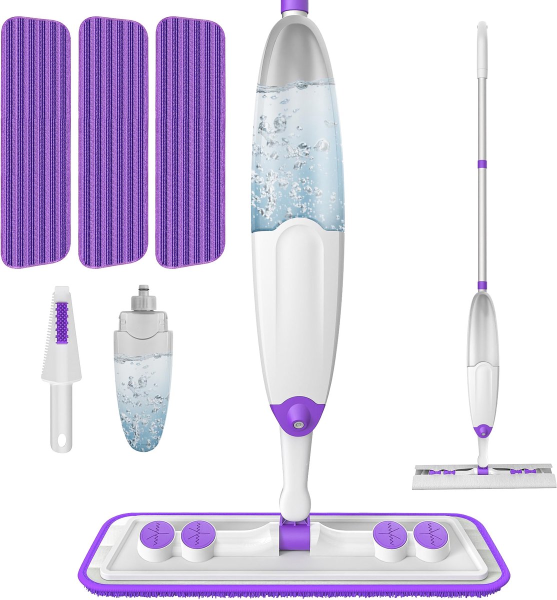 Ibenzoa® Dweilmop met Sproeifunctie voor Eenvoudige en Effectieve Vloerreiniging met 3 Wasbare Pads