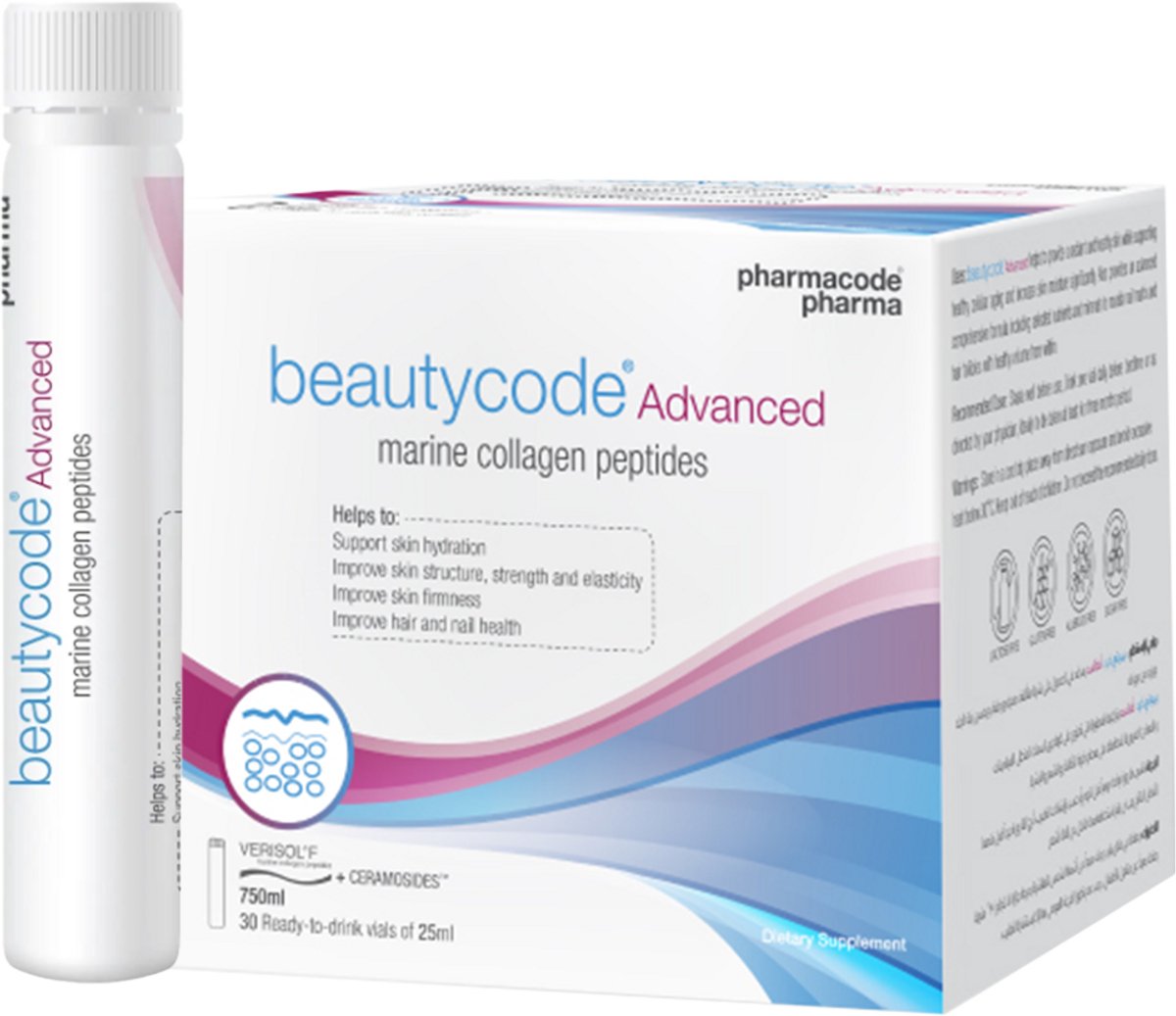 Goedkoopste PharmaCode Pharma Beautycode Advanced - 30 Ampules x 25 ml - Hyaluronzuur & Vitamines Voedingssupplement - Voor Jeugdige Huid & Elasticiteit