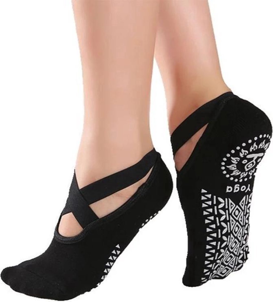 Scoby - 2 x Yoga Sokken met Anti-Slip Grip - Geschikt voor Pilates, Yoga, Ballet en Dans - Yogi - Yoga Socks - 2 Paar - Zwart