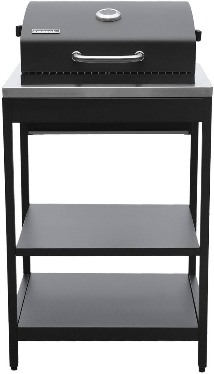 sweeek - Houtskoolbarbecue roestvrij staal verchroomd rooster en 2 planken 60 x 58,5 x 138 cm - naxos van Sweeek — afbeelding 4