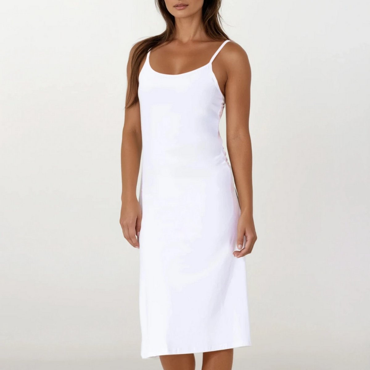 Onderjurk Dames - Nachtjurk - Slaapjurk - Anti-statisch - Wit - Microfiber - Lang (120CM) - Maat S/M