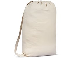 Famanu - Premium Canvas Waszak met schouderriem, 75x56 CM 40L – 100% katoen, stofweefsel, zeer duurzaam, trekkoord met snoerslot, machinewasbare wasvoering voor wasmand