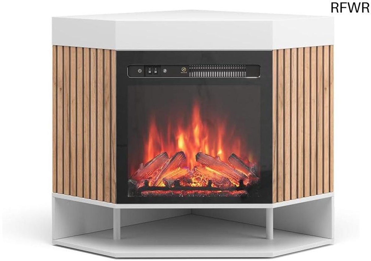 RFWR® Elektrische open haard met realistisch vlameffect en verwarming 1800 W, wit, 100 cm