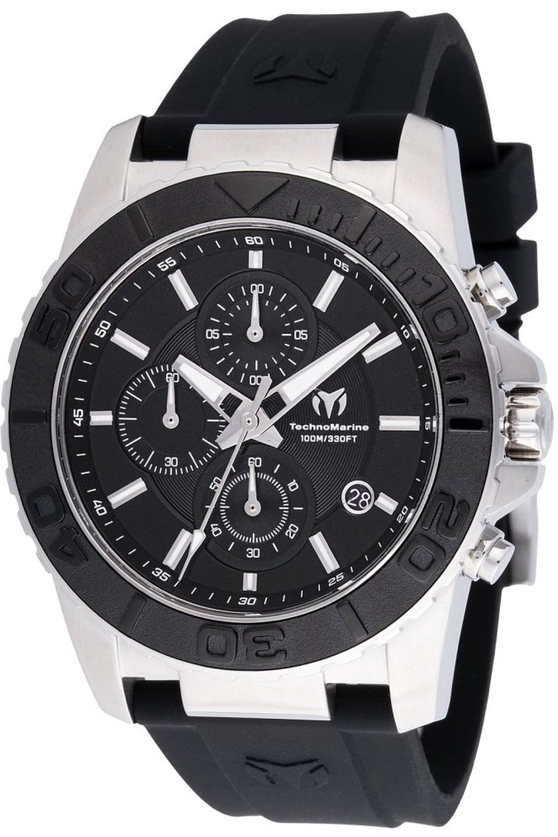 TechnoMarine Sea TM-724005 Heren Horloge - Waterdicht - Analoog - Quartz Uurwerk - Roestvrij Staal met zwarte Wijzerplaat - 45mm