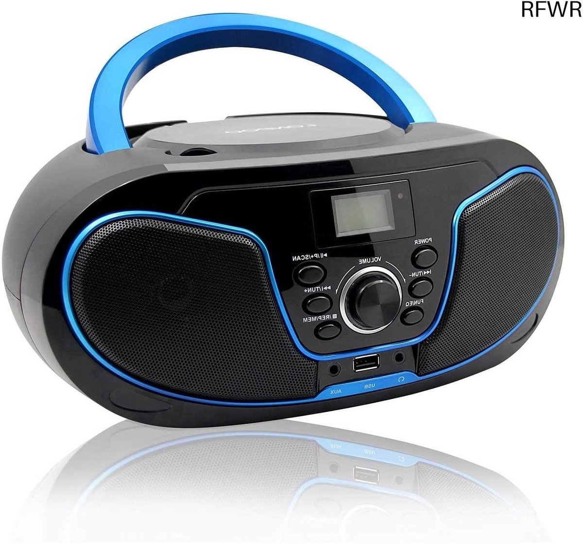 RFWR® Draagbare CD-radio en Boombox met USB, AUX en FM Radio