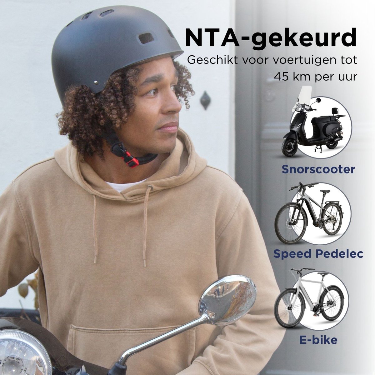 GOOFF® Skate Snorfiets Jethelm - Fietshelm voor Speed Pedelec - NTA 8776 Gecertificeerd - Snorscooter Helm voor Volwassenen - Goedgekeurd voor Blauw Kenteken en E Bike - Dames en Heren - L - Matzwart thumbnail 3