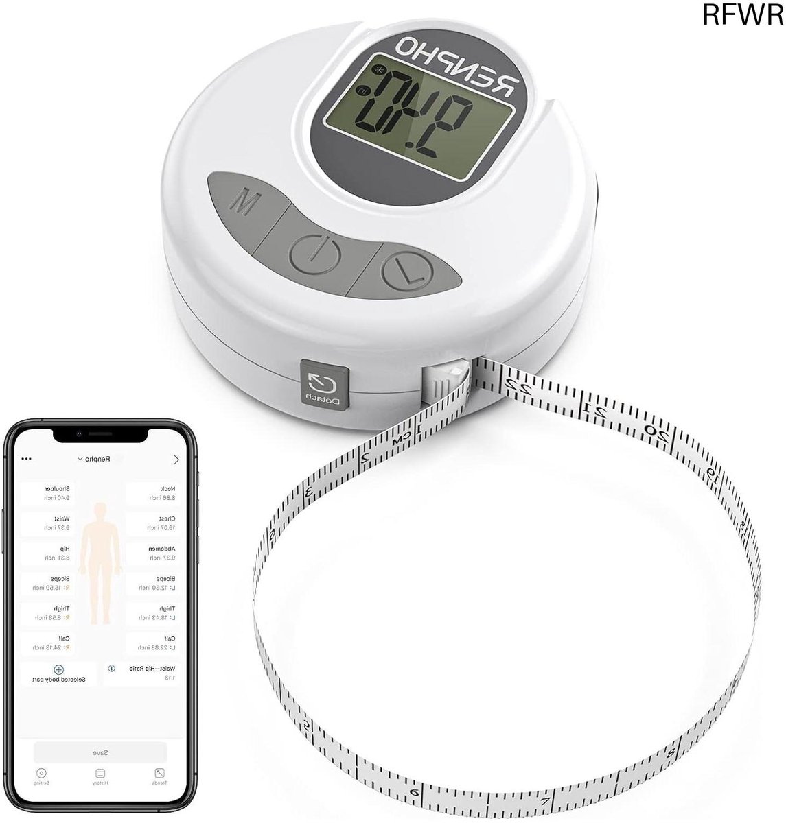 RFWR® Slim Bluetooth Digitale Meetlint voor Lichaamsmetingen en Fitnessdoelen - Precisie Meetinstrument voor Gewichtsverlies en Spiergroei